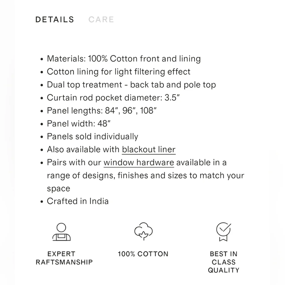 NWOT! Quince 100% Cotton White Slub Curtains, 48